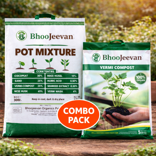 Pot Mixture (10 Kg) and Vermi Compost (5 Kg) Combo | Ready-to-Use Organic Potting Mix